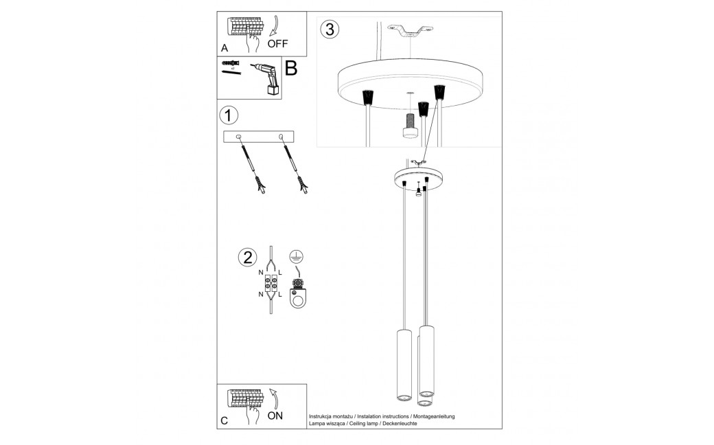 Sollux Lampa wisząca LINO 3P SL.1012