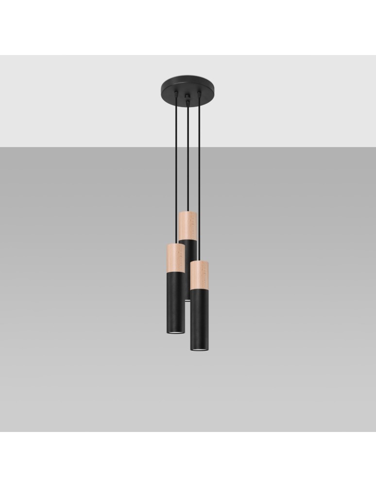 Pendant lamps - Sollux PABLO 3P pendant lamp black SL.1014 - product kolory-swiatla.pl 2