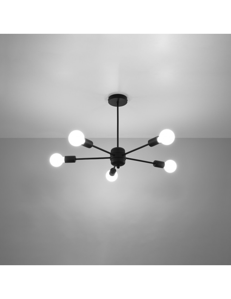 Chandeliers - Sollux Chandelier LANGO 5 black SL.1022 - product kolory-swiatla.pl 3