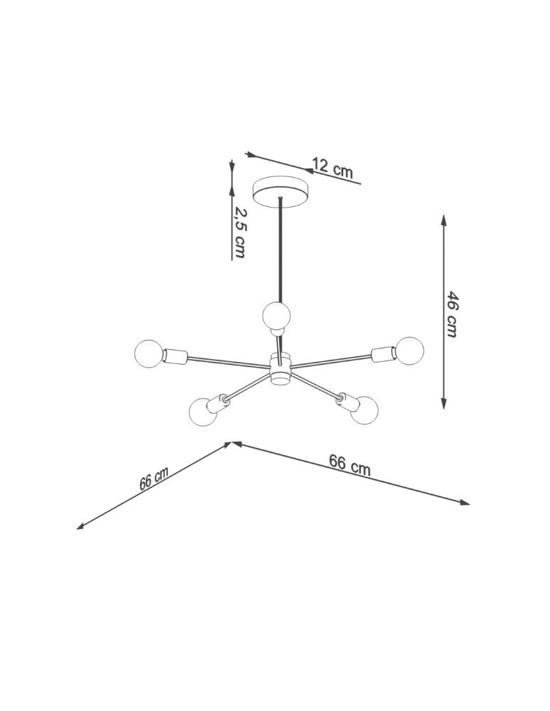 Chandeliers - Sollux Chandelier LANGO 5 black SL.1022 - product kolory-swiatla.pl 4