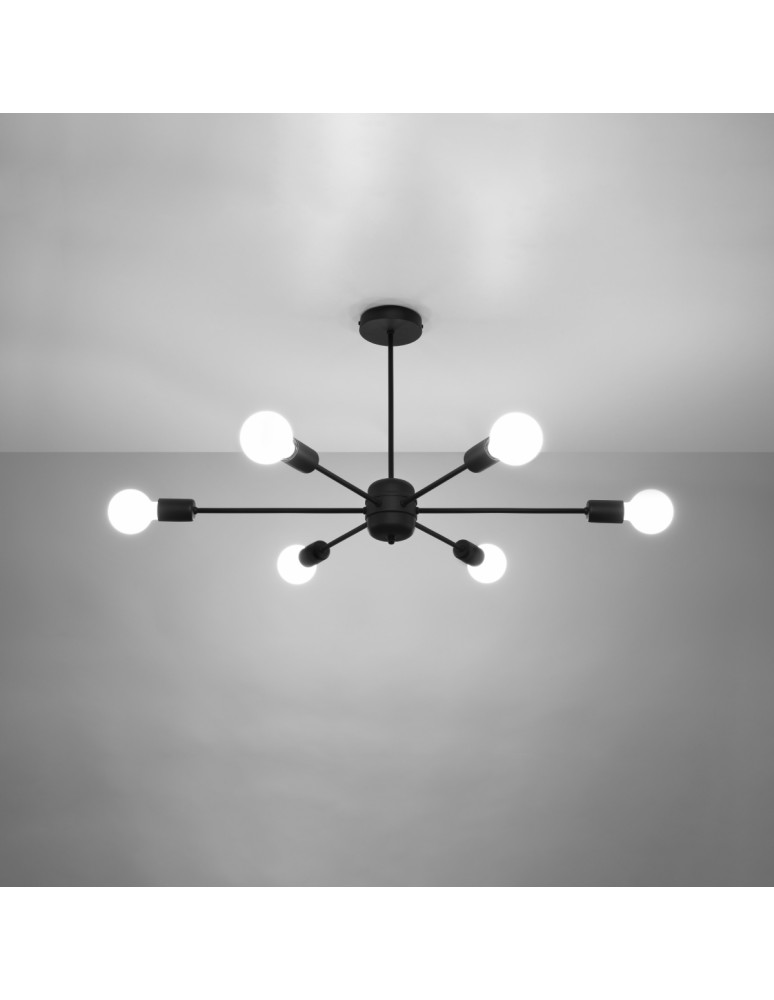 Chandeliers - Sollux Chandelier LANGO 6 black SL.1023 - product kolory-swiatla.pl 3