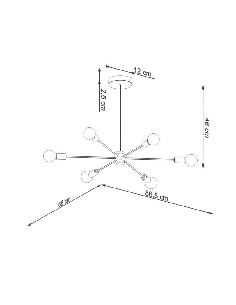 Chandeliers - Sollux Chandelier LANGO 6 black SL.1023 - product kolory-swiatla.pl 4
