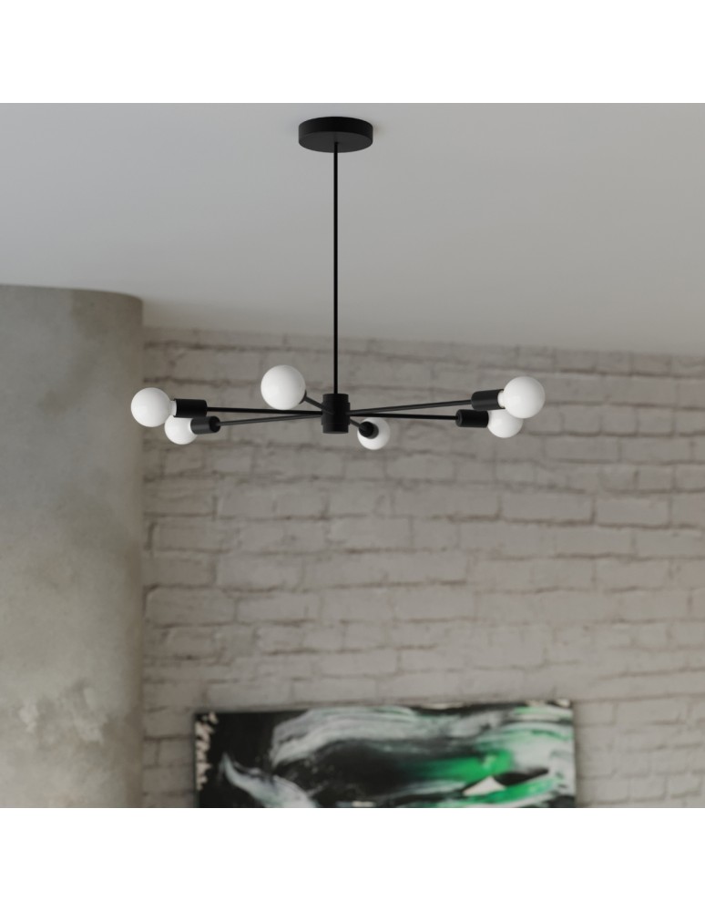 Chandeliers - Sollux Chandelier LANGO 6 black SL.1023 - product kolory-swiatla.pl 8