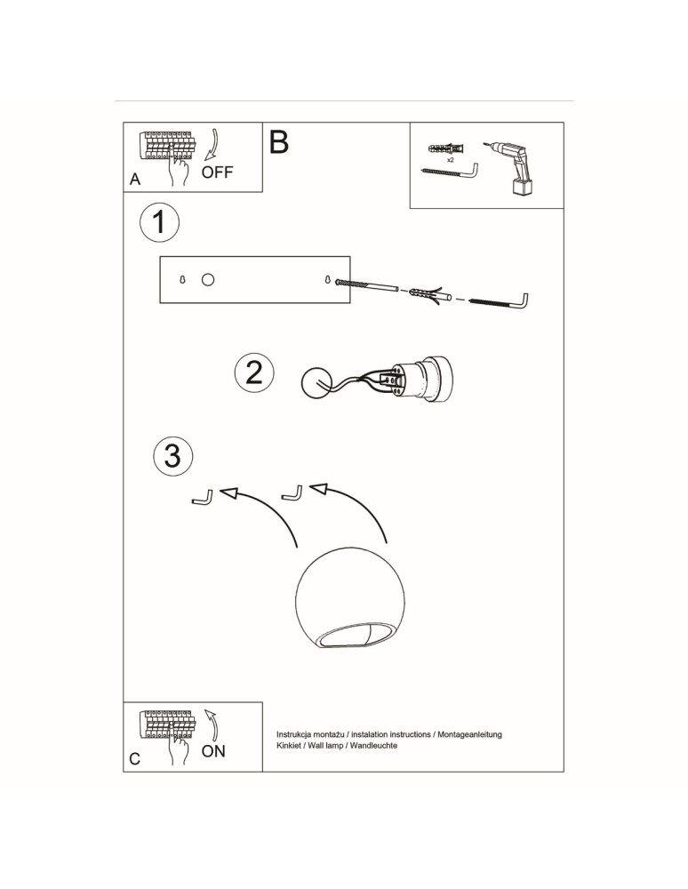 Sollux Kinkiet lakierowany GLOBE biały połysk SL.1026