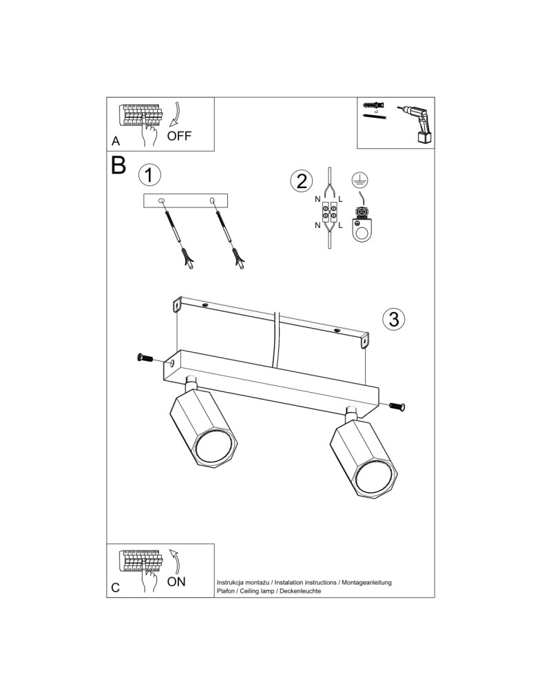 Ceiling lamps - Sollux Plafond ZEKE 2 oak SL.1029 - product kolory-swiatla.pl 5