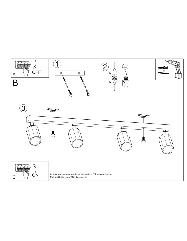 Ceiling lamps - Sollux Plafond ZEKE 4 oak SL.1031 - product kolory-swiatla.pl 5