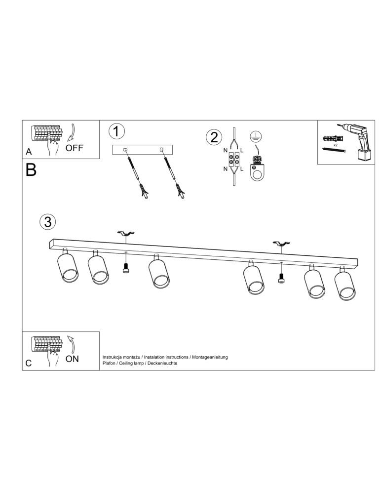 Ceiling lamps - Sollux Plafond BERG 6 natural wood SL.1043 - product kolory-swiatla.pl 5