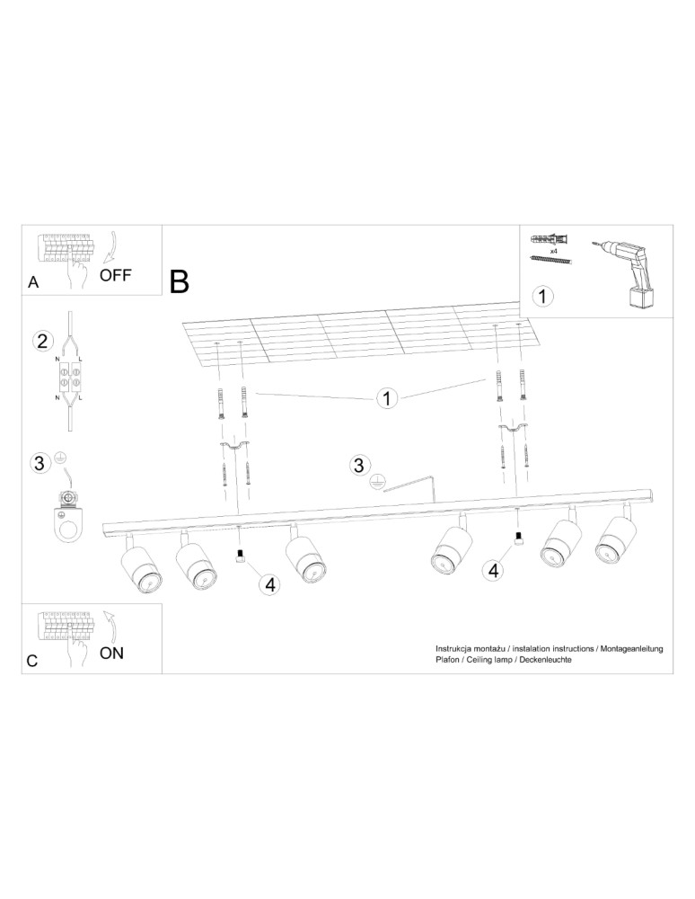 Ceiling lamps - Sollux Plafond NERO 6 black/chrome SL.1068 - product kolory-swiatla.pl 5