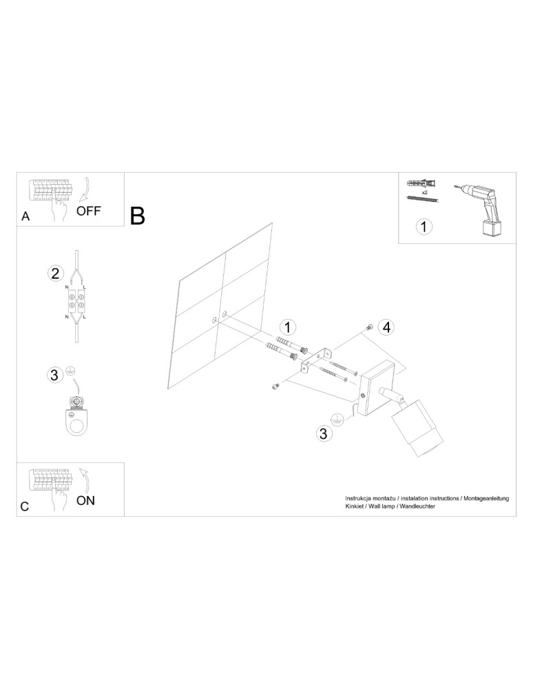 Wall lamps - Sollux NERO black/gold wall lamp SL.1069 - product kolory-swiatla.pl 5