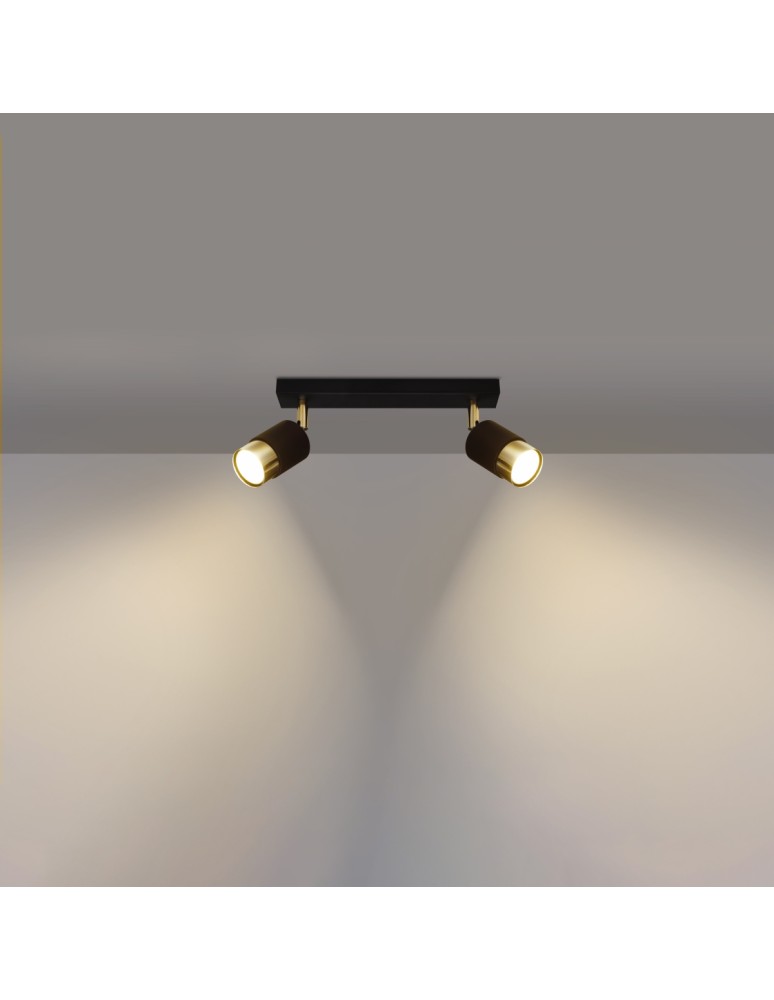 Ceiling lamps - Sollux Plafond NERO 2 black/gold SL.1070 - product kolory-swiatla.pl 3