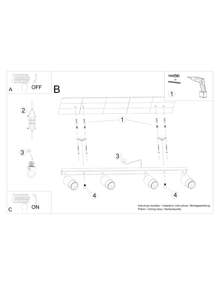 Ceiling lamps - Sollux Plafond NERO 4 black/gold SL.1072 - product kolory-swiatla.pl 5
