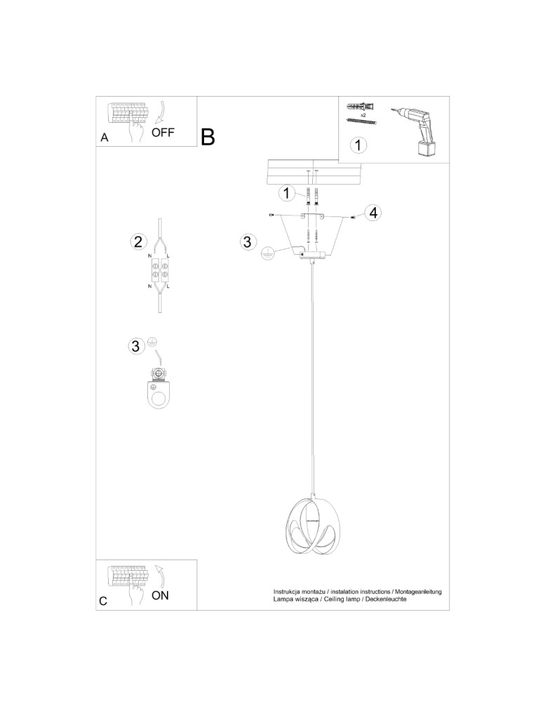 Pendant lamps - Sollux TULOS 1 pendant lamp black SL.1087 - product kolory-swiatla.pl 4