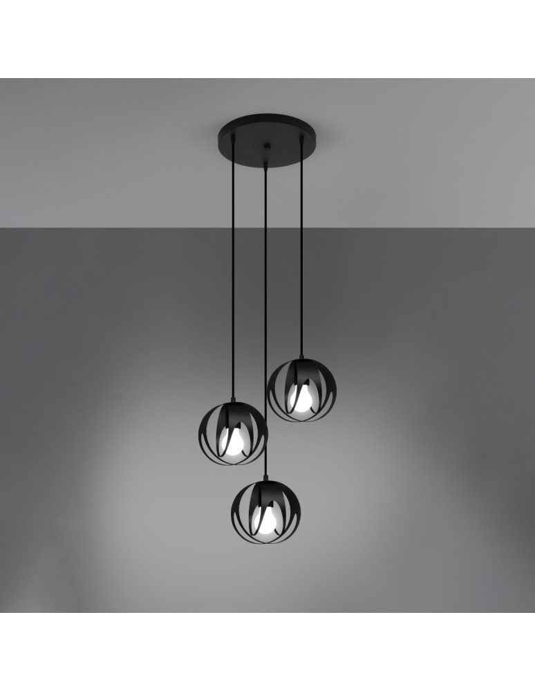 Pendant lamps - Sollux TULOS 3P pendant lamp black SL.1088 - product kolory-swiatla.pl 3