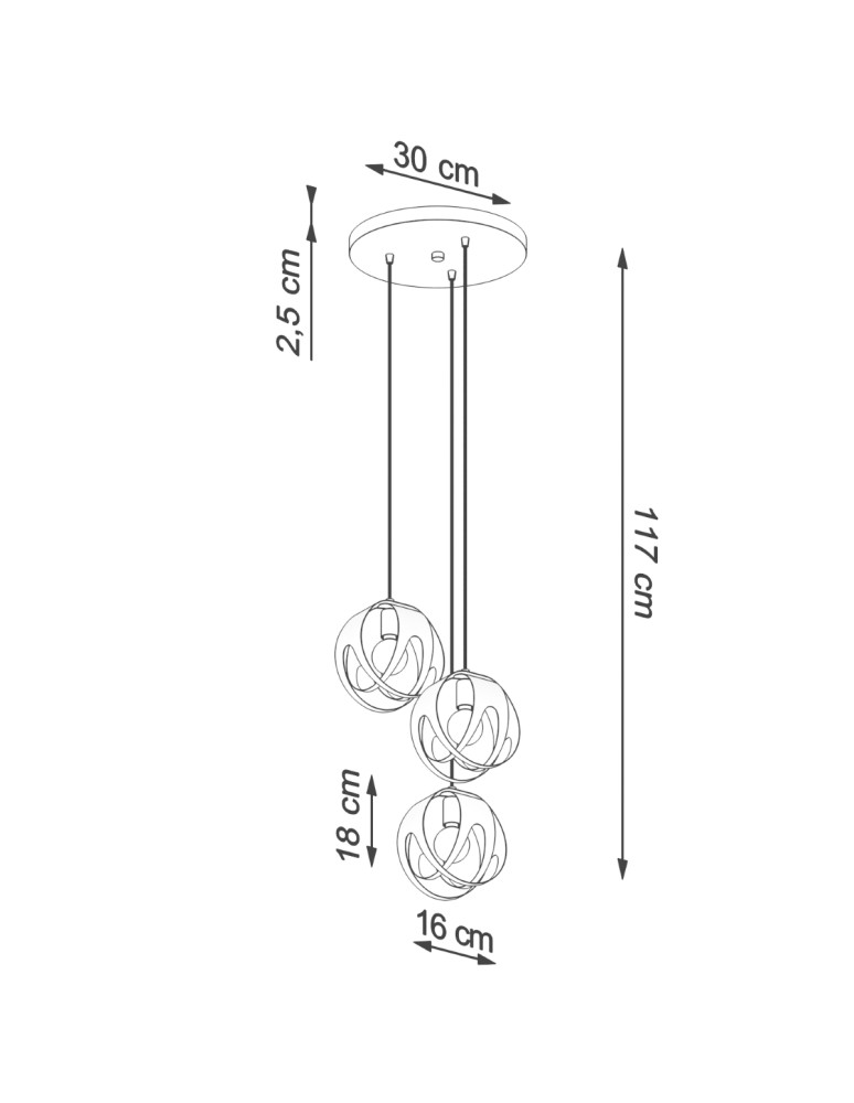 Pendant lamps - Sollux TULOS 3P pendant lamp black SL.1088 - product kolory-swiatla.pl 4