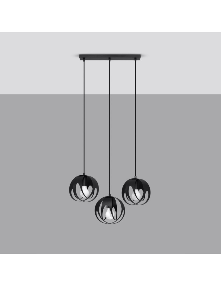 Pendant lamps - Sollux TULOS 3L pendant lamp black SL.1089 - product kolory-swiatla.pl 2