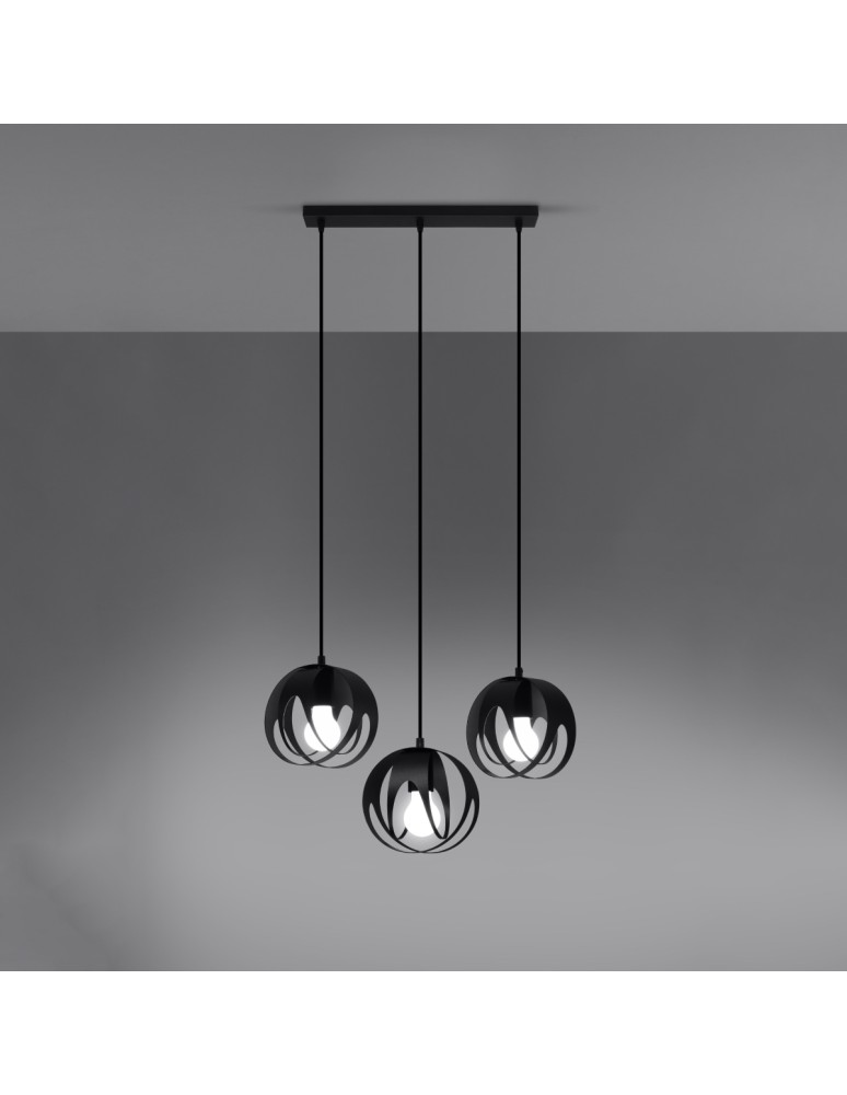 Sollux Lampa wisząca TULOS 3L czarna SL.1089