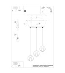 Sollux Lampa wisząca TULOS 3L czarna SL.1089