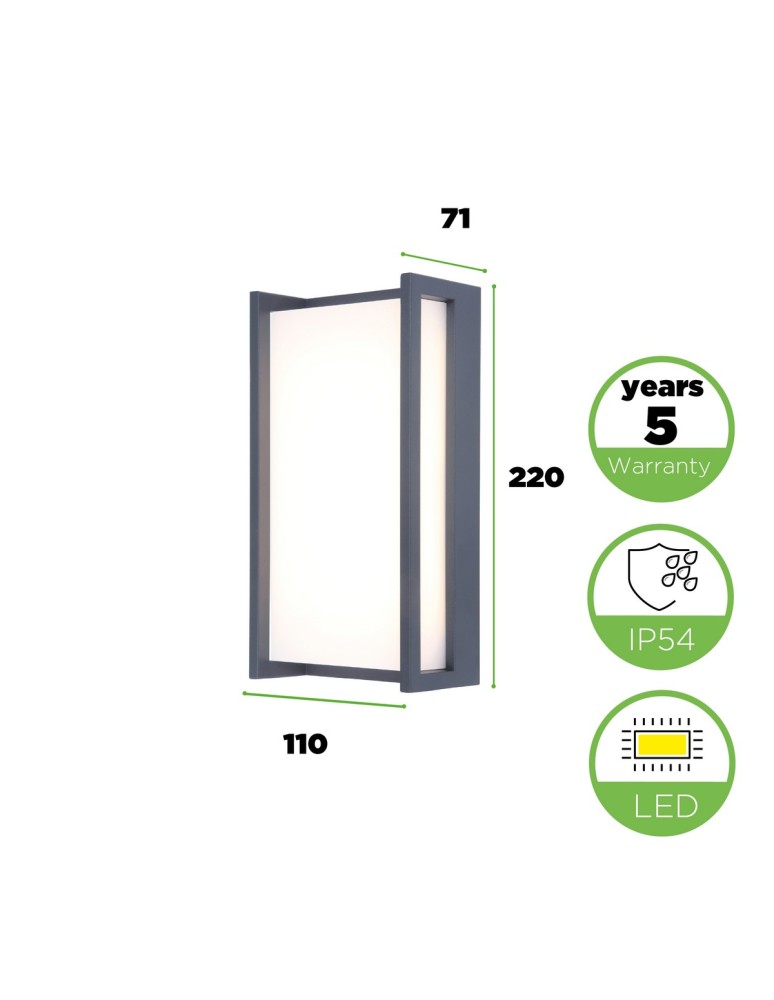 Outdoor wall lamps - Lutec QUBO Wall LED Anthracite 5193001118 - product kolory-swiatla.pl 7