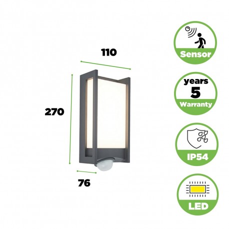 Lutec QUBO - CZUJNIK RUCHU Ścienna LED Antracyt 5193002118