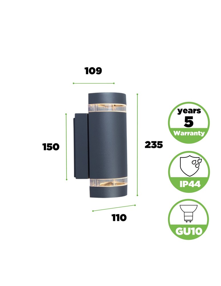 Outdoor wall lamps - Lutec FOCUS Wall-mounted 2xGU10 Anthracite 5604011118 - product kolory-swiatla.pl 7