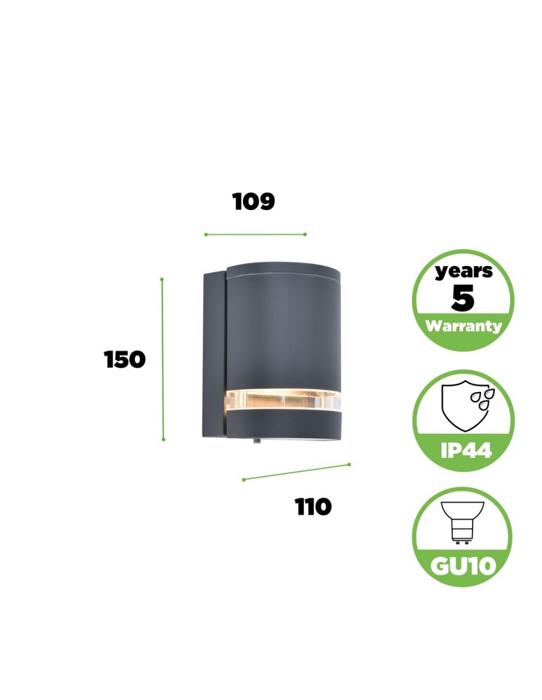 Outdoor wall lamps - Lutec FOCUS Wall-mounted 1xGU10 Anthracite 5604101118 - product kolory-swiatla.pl 5