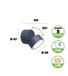 Outdoor wall lamps - Lutec TRUMPET Wall-mounted LED Charcoal Grey 5626101125 - product 3