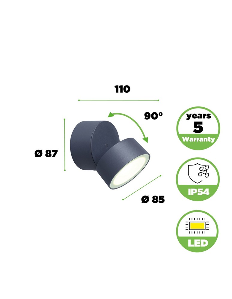 Outdoor wall lamps - Lutec TRUMPET Wall-mounted LED Charcoal Grey 5626101125 - product kolory-swiatla.pl 3