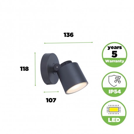 Lutec EXPLORER Ścienna LED Antracyt 6609202118