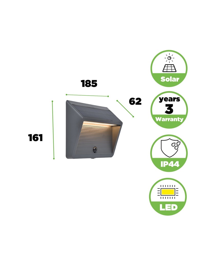 Solar lamps - Lutec Outdoor Solar Wall Mounted LINKO SOLAR 6912301335 - product kolory-swiatla.pl 6