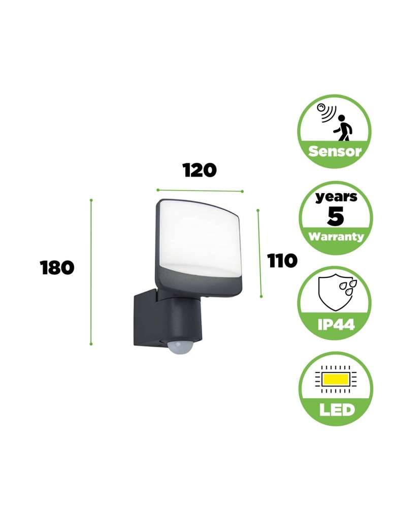 Outdoor lights with motion sensor - Lutec SUNSHINE - MOVEMENT SENSOR Wall-mounted LED Grey 7625701345 - product kolory-swiatla.pl 11