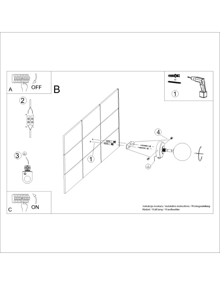 Wall lamps spheres - Sollux Wall lamp YOLI 1 black SL.1461 - product kolory-swiatla.pl 8