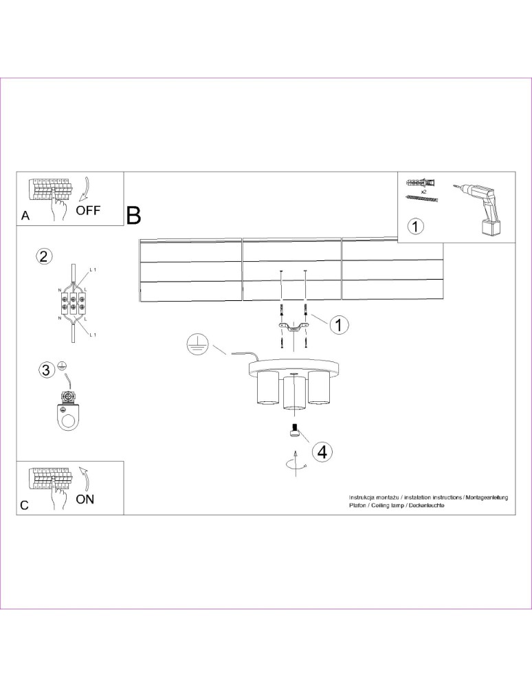 Modern ceiling lamps - Sollux Plafond LAGOS 3P white SL.1464 - product kolory-swiatla.pl 9