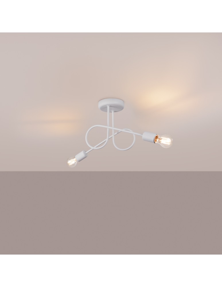 Loft ceiling lamps - industrial - Sollux Chandelier LOOP 2 white SL.1471 - product kolory-swiatla.pl 3
