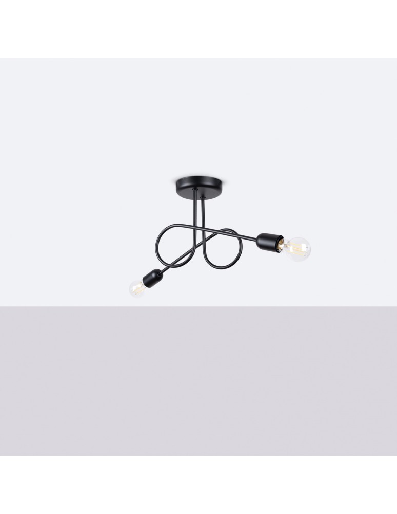 Loft ceiling lamps - industrial - Sollux Chandelier LOOP 2 black SL.1472 - product kolory-swiatla.pl 2