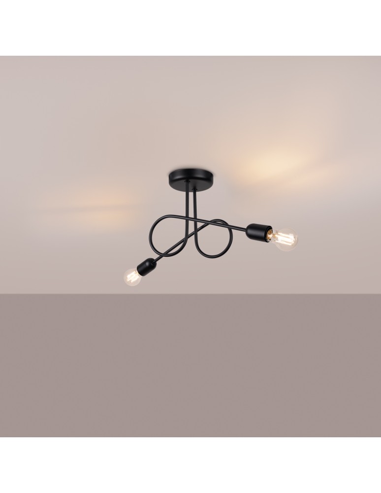 Loft ceiling lamps - industrial - Sollux Chandelier LOOP 2 black SL.1472 - product kolory-swiatla.pl 3