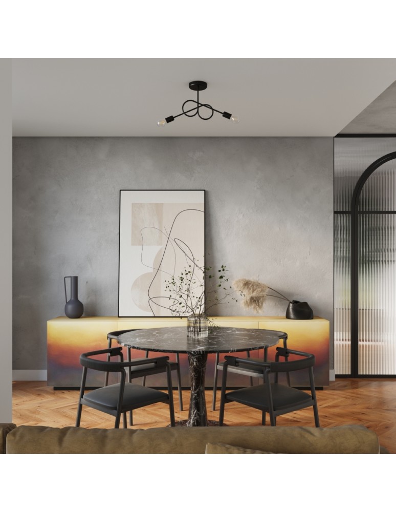 Loft ceiling lamps - industrial - Sollux Chandelier LOOP 2 black SL.1472 - product kolory-swiatla.pl 11