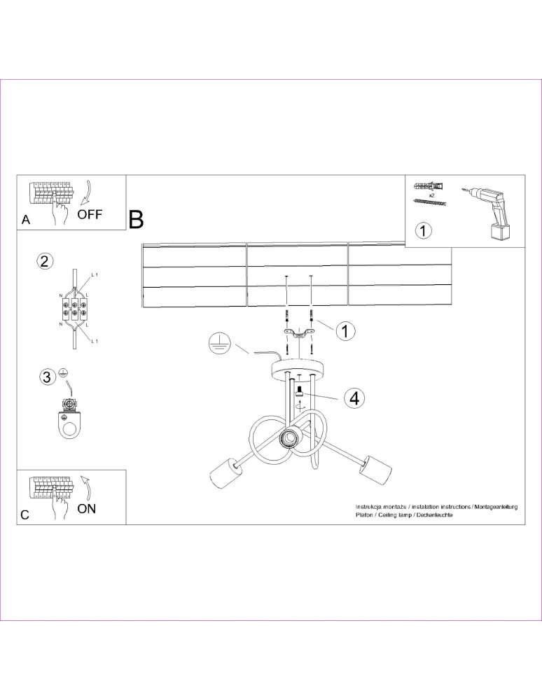 Loft ceiling lamps - industrial - Sollux Chandelier EMBER 3 white SL.1474 - product kolory-swiatla.pl 11