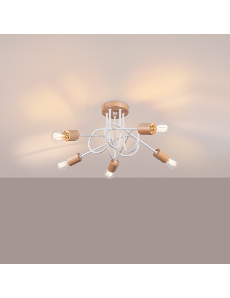 Loft ceiling lamps - industrial - Sollux Chandelier EMBER 5 white SL.1475 - product kolory-swiatla.pl 3