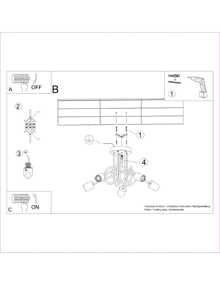 Loft ceiling lamps - industrial - Sollux Chandelier EMBER 5 white SL.1475 - product kolory-swiatla.pl 11