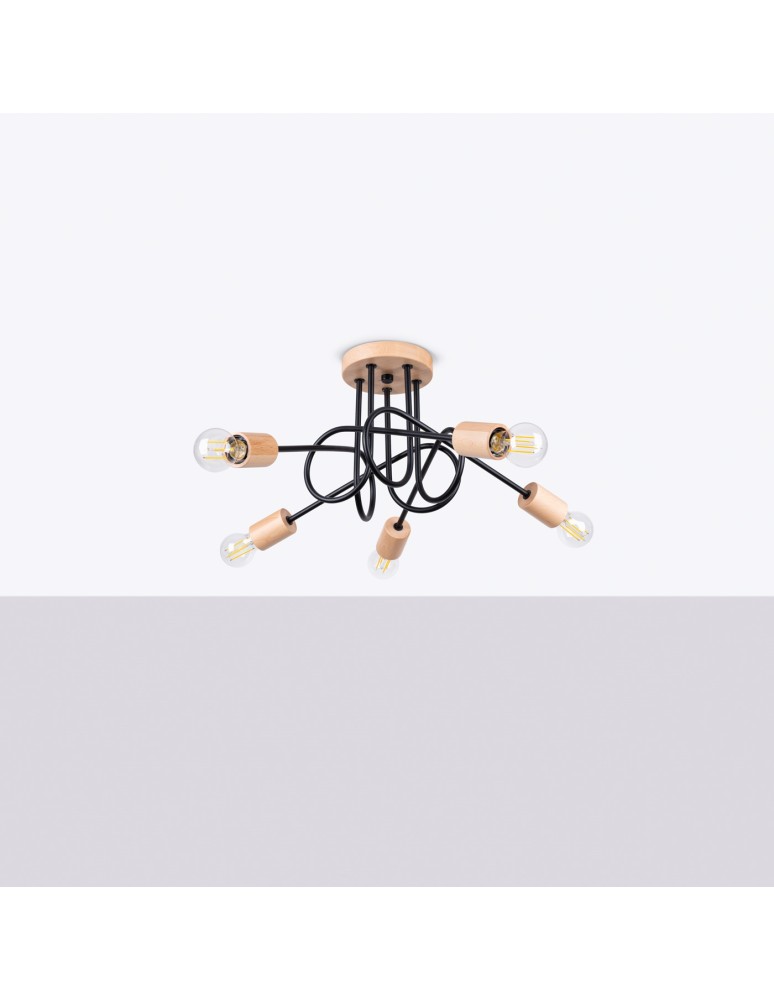Loft ceiling lamps - industrial - Sollux Chandelier EMBER 5 black SL.1478 - product kolory-swiatla.pl 2