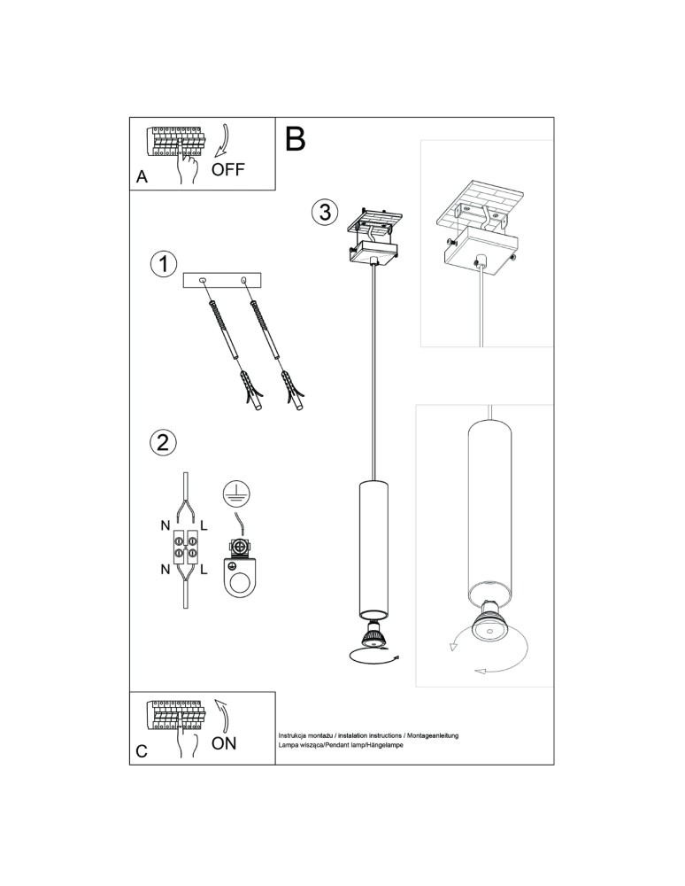 Pendant tube lamps - Sollux LAGOS 1 hanging lamp green olive SL.1484 - product kolory-swiatla.pl 9