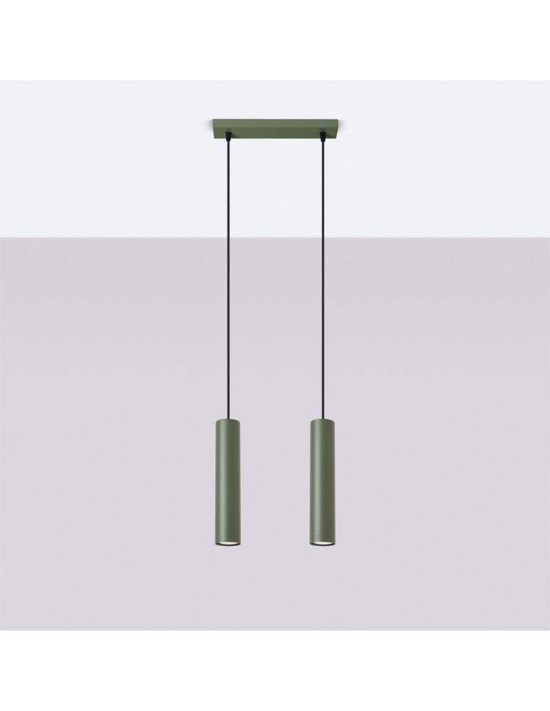 Pendant tube lamps - Sollux LAGOS 2 hanging lamp green olive SL.1485 - product kolory-swiatla.pl 2
