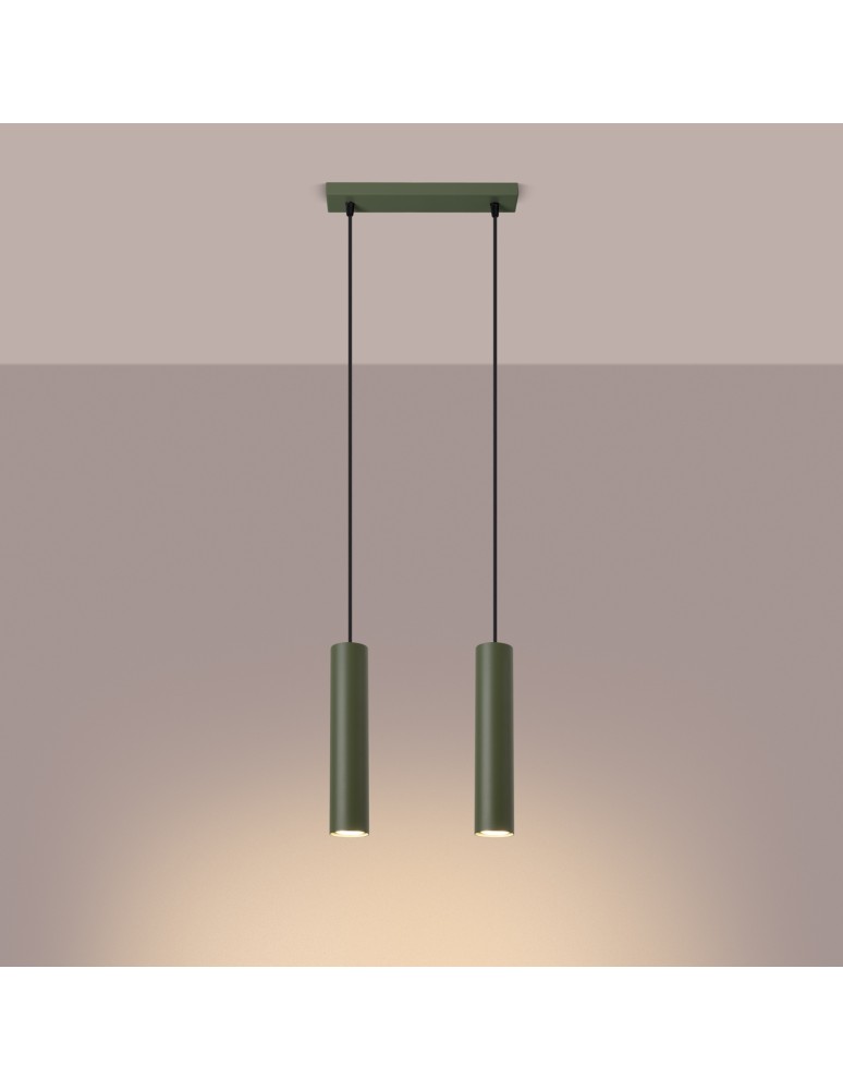 Pendant tube lamps - Sollux LAGOS 2 hanging lamp green olive SL.1485 - product kolory-swiatla.pl 3
