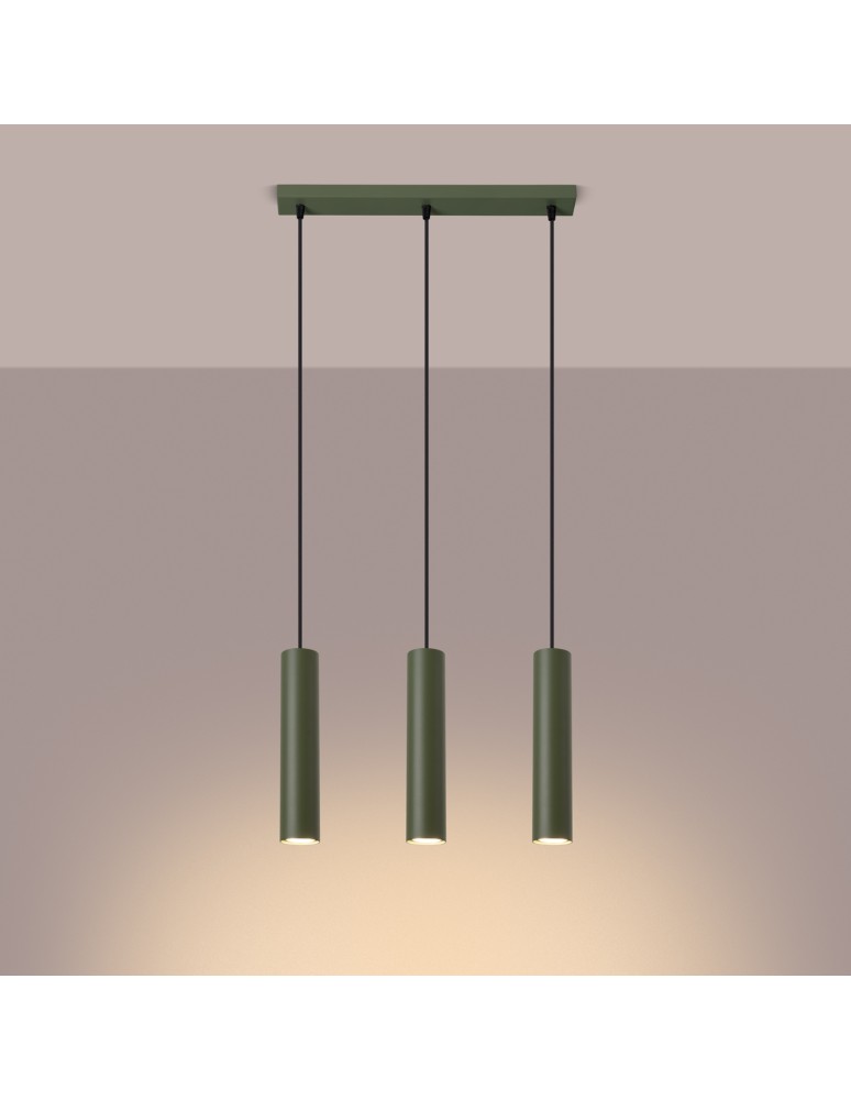 Pendant tube lamps - Sollux LAGOS 3L hanging lamp green olive SL.1486 - product kolory-swiatla.pl 3