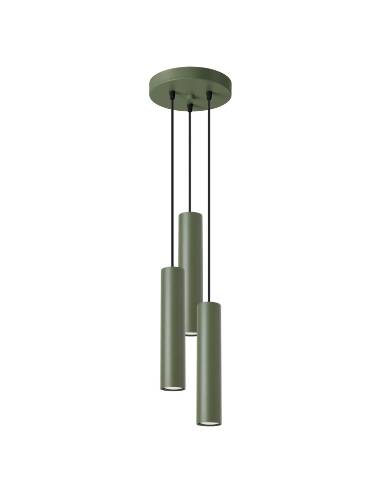 Pendant tube lamps - Sollux LAGOS 3P pendant lamp green olive SL.1487 - product kolory-swiatla.pl 1