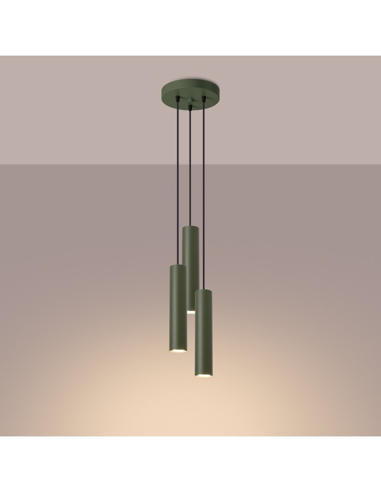 Pendant tube lamps - Sollux LAGOS 3P pendant lamp green olive SL.1487 - product kolory-swiatla.pl 3