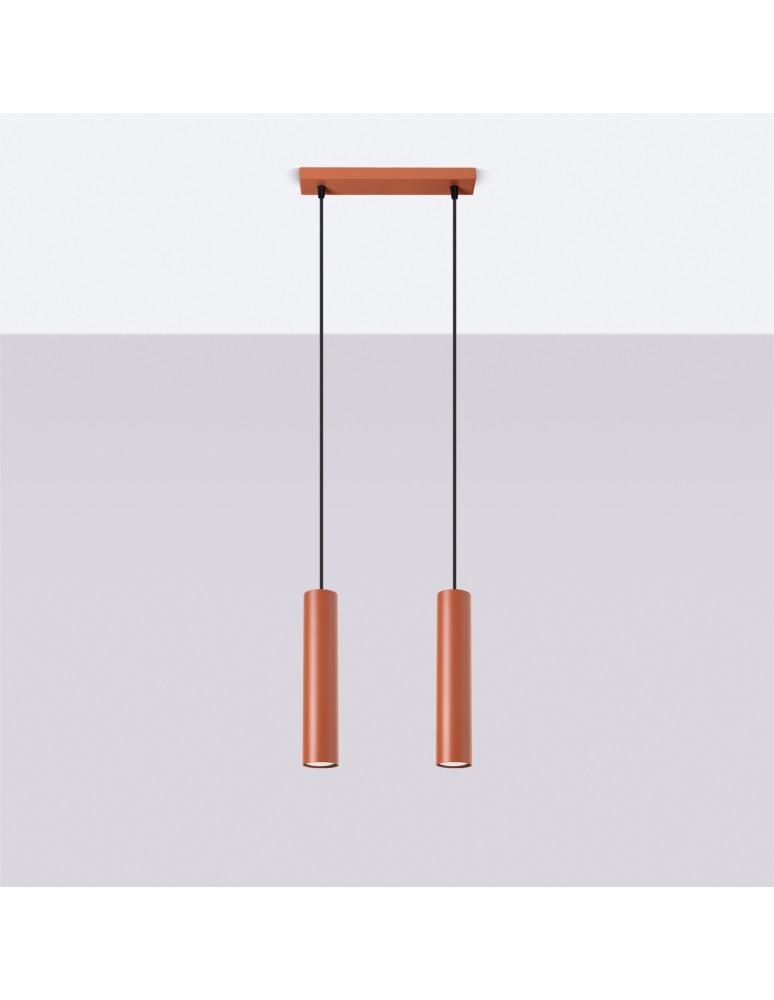 Pendant tube lamps - Sollux LAGOS 2 ochre red pendant lamp SL.1490 - product kolory-swiatla.pl 2