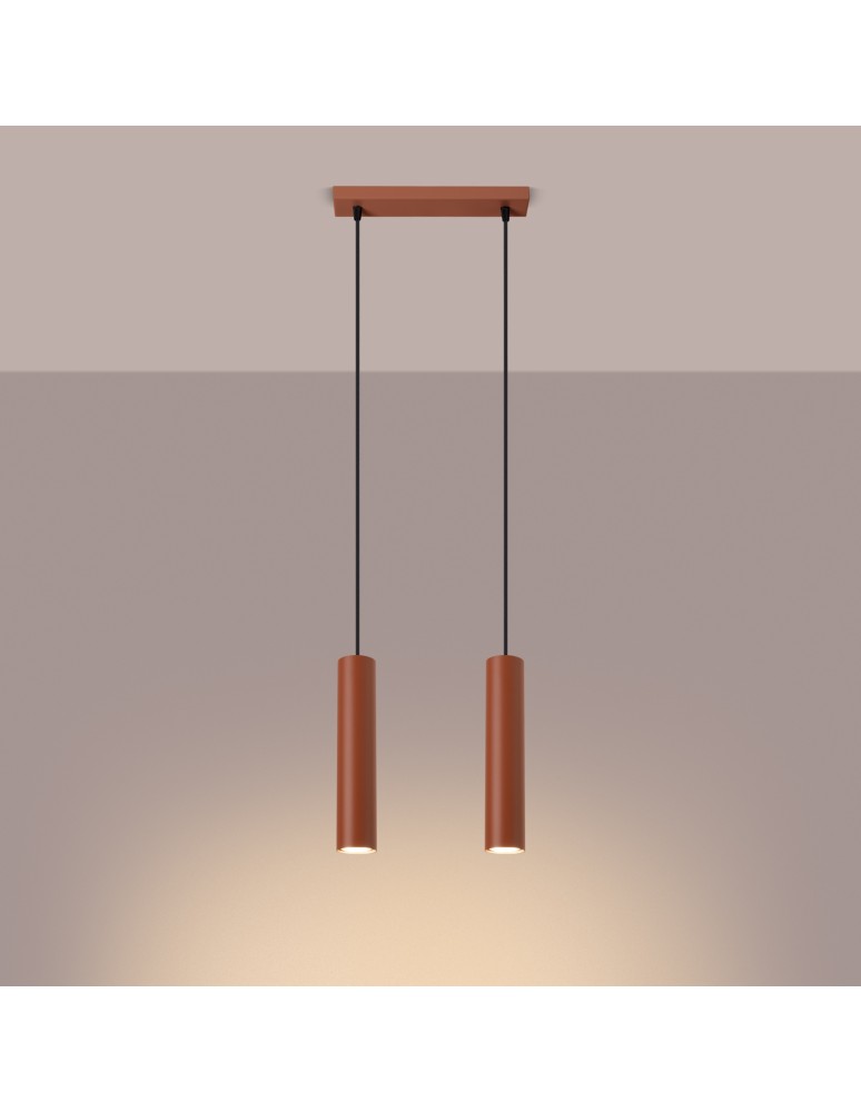 Pendant tube lamps - Sollux LAGOS 2 ochre red pendant lamp SL.1490 - product kolory-swiatla.pl 3