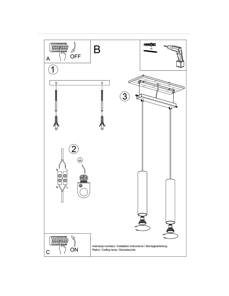 Pendant tube lamps - Sollux LAGOS 2 ochre red pendant lamp SL.1490 - product kolory-swiatla.pl 8