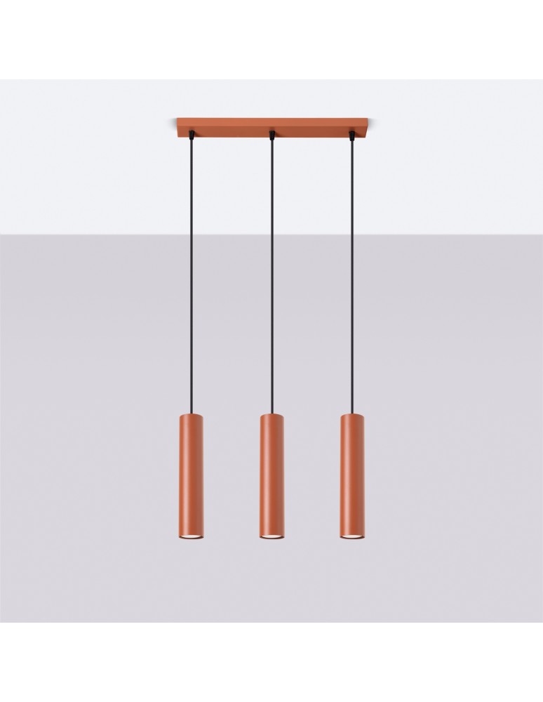 Pendant tube lamps - Sollux LAGOS 3L ochre red pendant lamp SL.1491 - product kolory-swiatla.pl 2